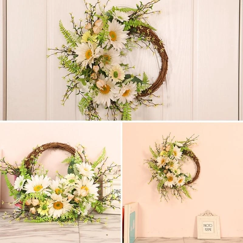 

17,7-дюймовый дверной венок Искусственный венок из подсолнухов для Windlow Крытый уличный венок 15UB