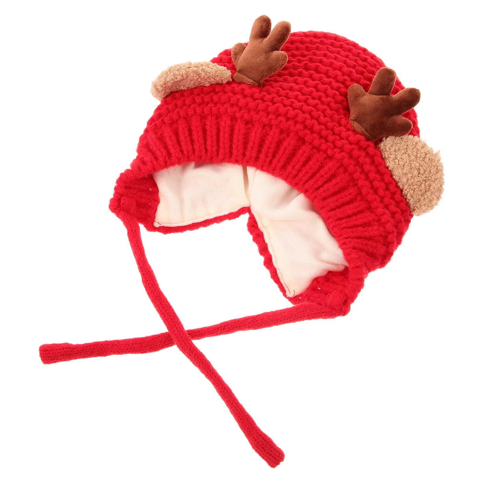 

Children Woolen Knit Hat 1-5 Years Old Red Cute Antler Style Warm Breathable Baby Winter Cap for Outdoor Use Baby Knitted Hat