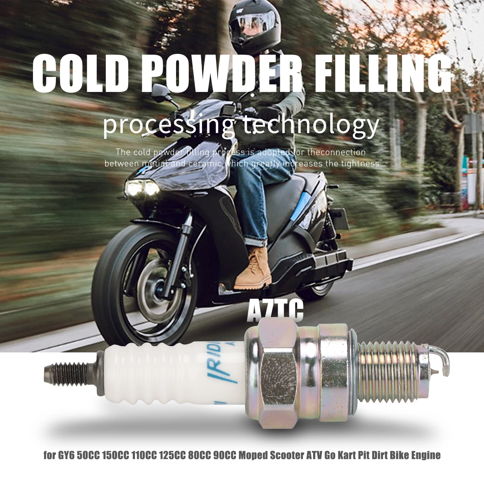 NIBBI 1/2 Stück A7TC Iridium-Zündkerze Motorrad-Rennzündkerzen für GY6 50CC 90CC 150CC 110CC Roller ATV Go-Kart Dirt Bike – Detail 6