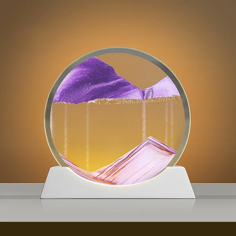 7/12 Inch Creative Moving Sand Art LED Table Lamp USB Quicksand Night Light Hourglass Lamps Flowing Sand Painting Home Decor