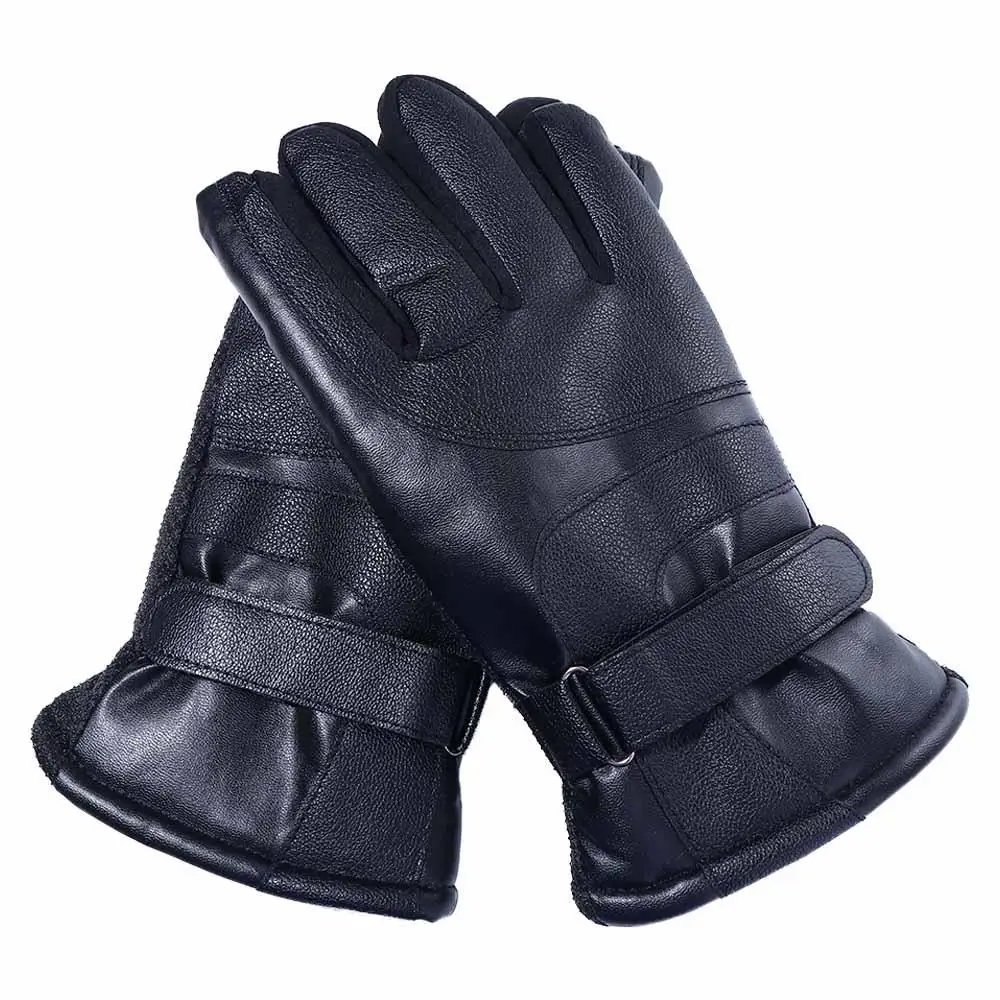 

Outdoor For Male Touch Screen Windproof Warm Clambing Korean Mittens Winter Gloves Men Black Gloves PU Leather