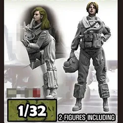 1/32 Resin Figure Soldier Figure Kit Modern U.S. Navy Female Pilot 2 GK Toys Unassembled Uncolored Figurines Miniatures