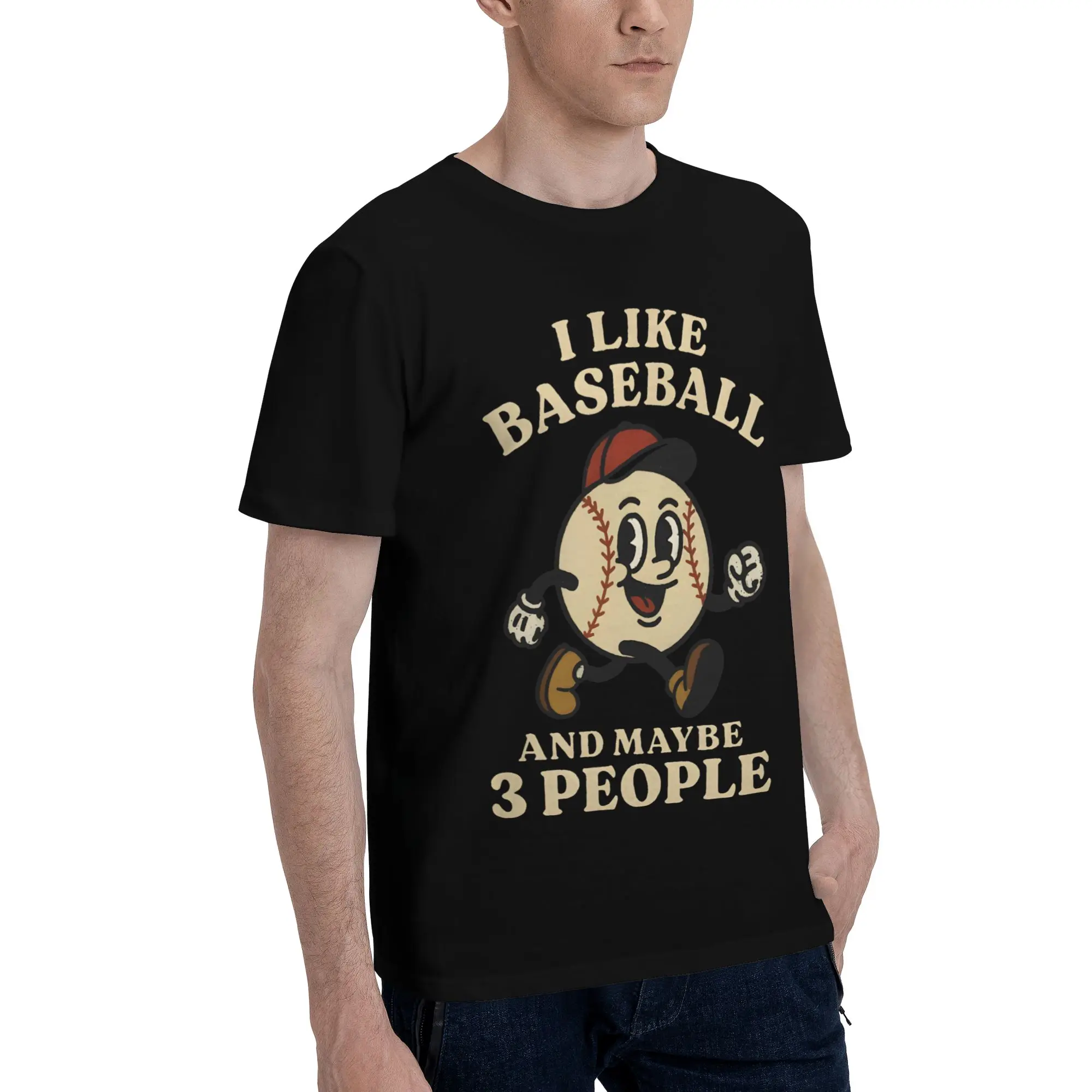 Men Women Printed I Like Baseball And Maybe 3 People    Tee T Shirt Cotton  T-shirts Clothing
