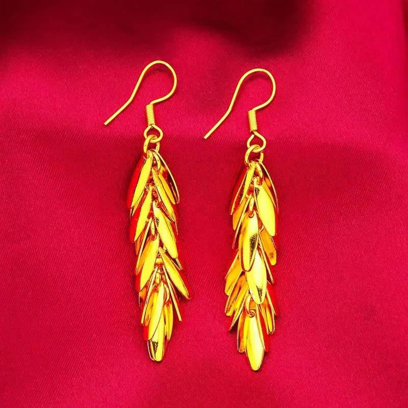 

Women's 24K Gold Leaf Tassel Earrings | Pure gold, lightweight leaves, dazzling tassels, enhancing refined charm