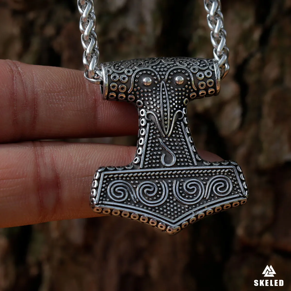 Stainless Steel Viking Symbol Hammer Vintage Punk Raven Men\'s Pendant Hip Hop Party Trend Jewelry Gifts