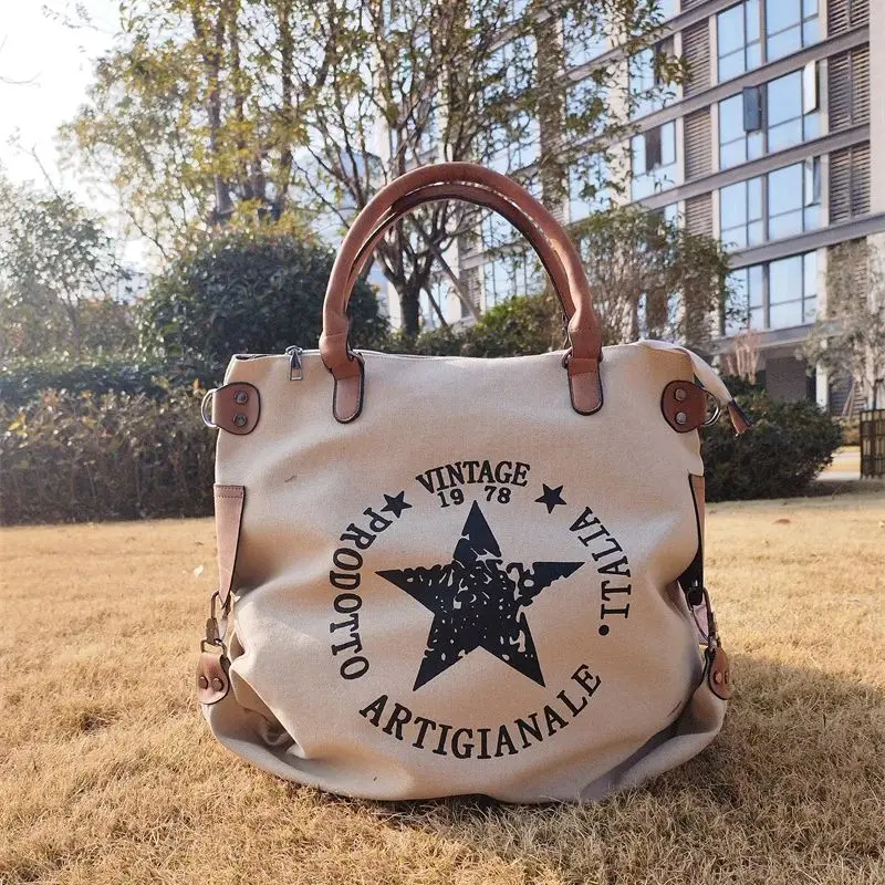 2024 Top Quality Women Printed Star Shoulder Bags Large Size Canvas Travel Bags Multifunctional Letters Bags Drop Shipping