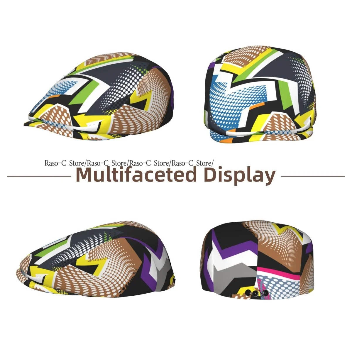 Adult Flat Cap Dots Geometric Figures Stripes Unisex British Style Newsboy Cap Ivy Peaked Hat Casual Outdoor Driving Beret Hat