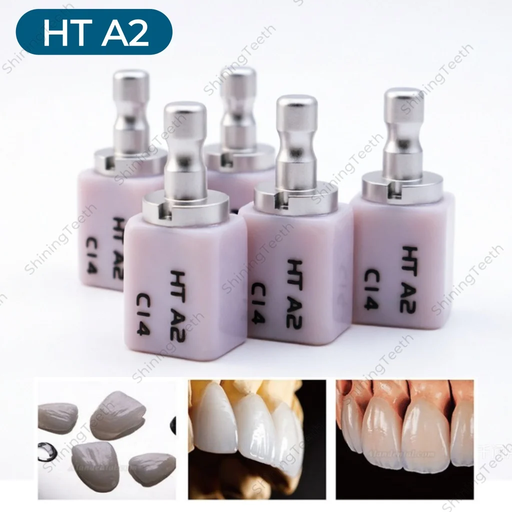 

C14 Emax Dental Glass Ceramic HT A2 Lithium Dislicate CAD/CAM Cerec Blocks 5pcs/box