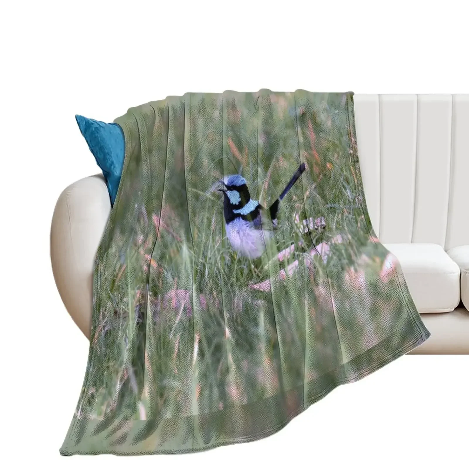 Beautiful Little Superb Fairy-Wren Throw Blanket For Sofa Thin Furry Baby Blankets