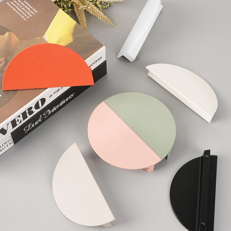 

Children's room wardrobe handle colorful cartoon cabinet/desk/drawer pulls solid aluminum alloy semi-circular furniture handles