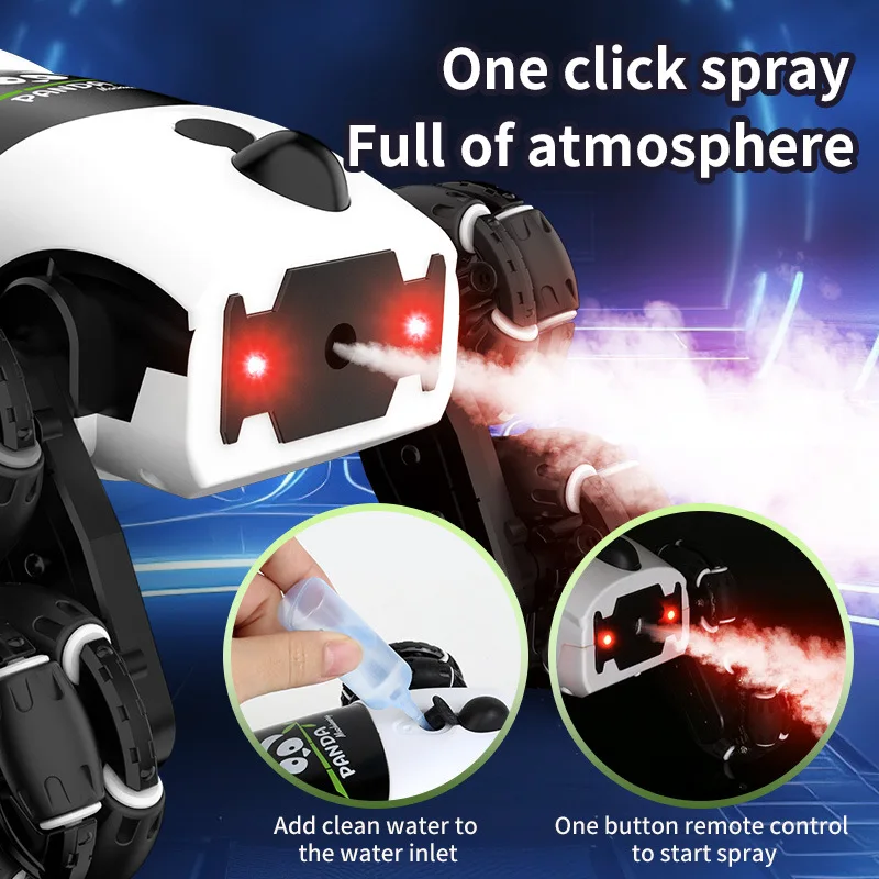 Nouveau Animal cascadeur Panda voiture huit pneus contrôle des gestes lumières fraîches musique pulvérisation télécommande cascadeur charge animal de compagnie cadeau de noël