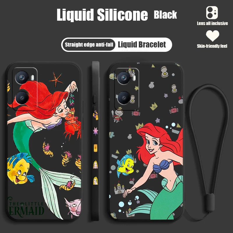 Little Mermaid Girl For OPPO A98 A96 A94 A93 A77S A76 A74 A73 A72 A57E S A56S Liquid Left Rope Phone Case