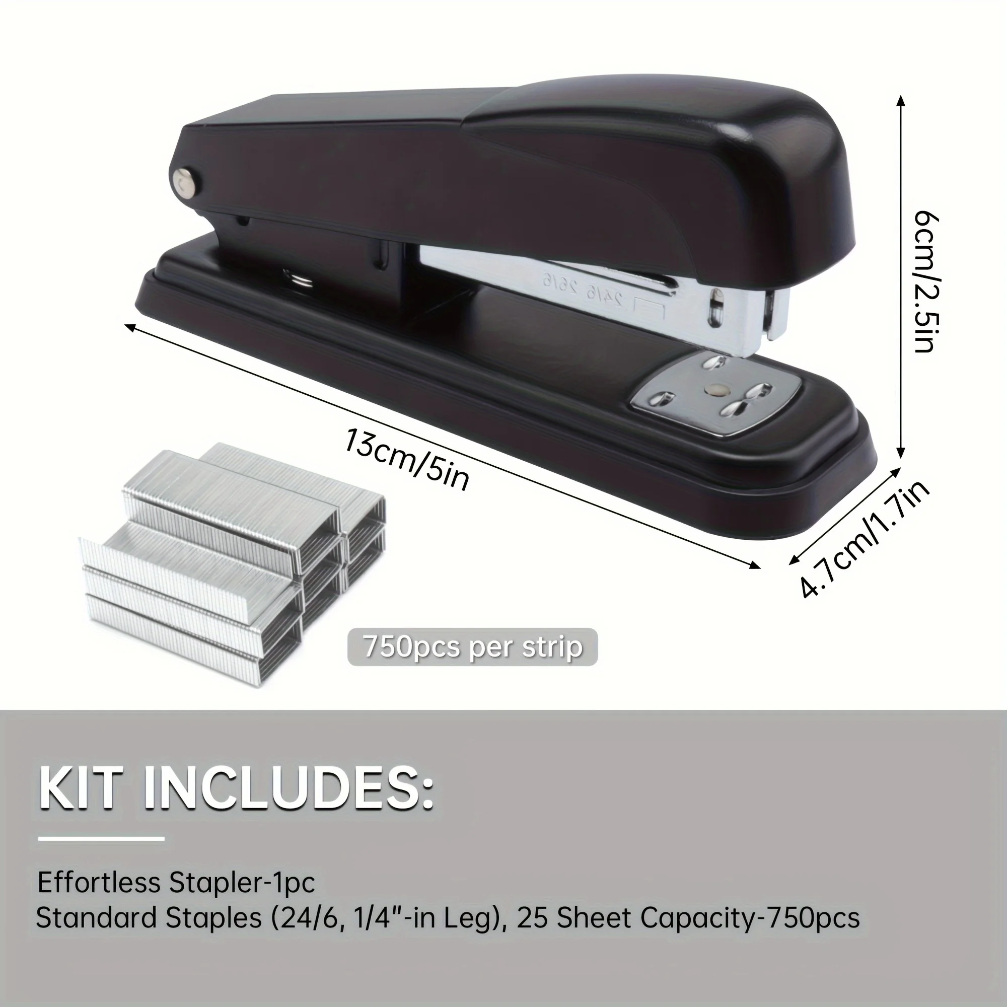 2 pcs Stapler With 1500 Staples, Office Stapler, Desktop Stapler For Classroom 25 Sheet Capacity Smooth Use