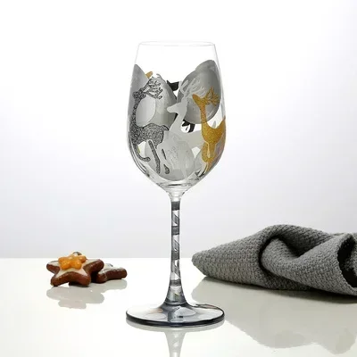 クリスマスのテーマのガラスの形をしたカップ,16オンス,手描きの飲み物