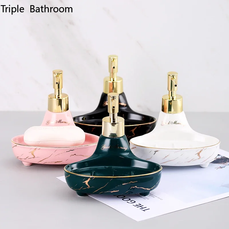 Nordic Liquid Soap Dispenser Ceramic Multifunction Soap Dish Hand Sanitzer Holder Wristband Hand Dispenser Bathroom Accessories