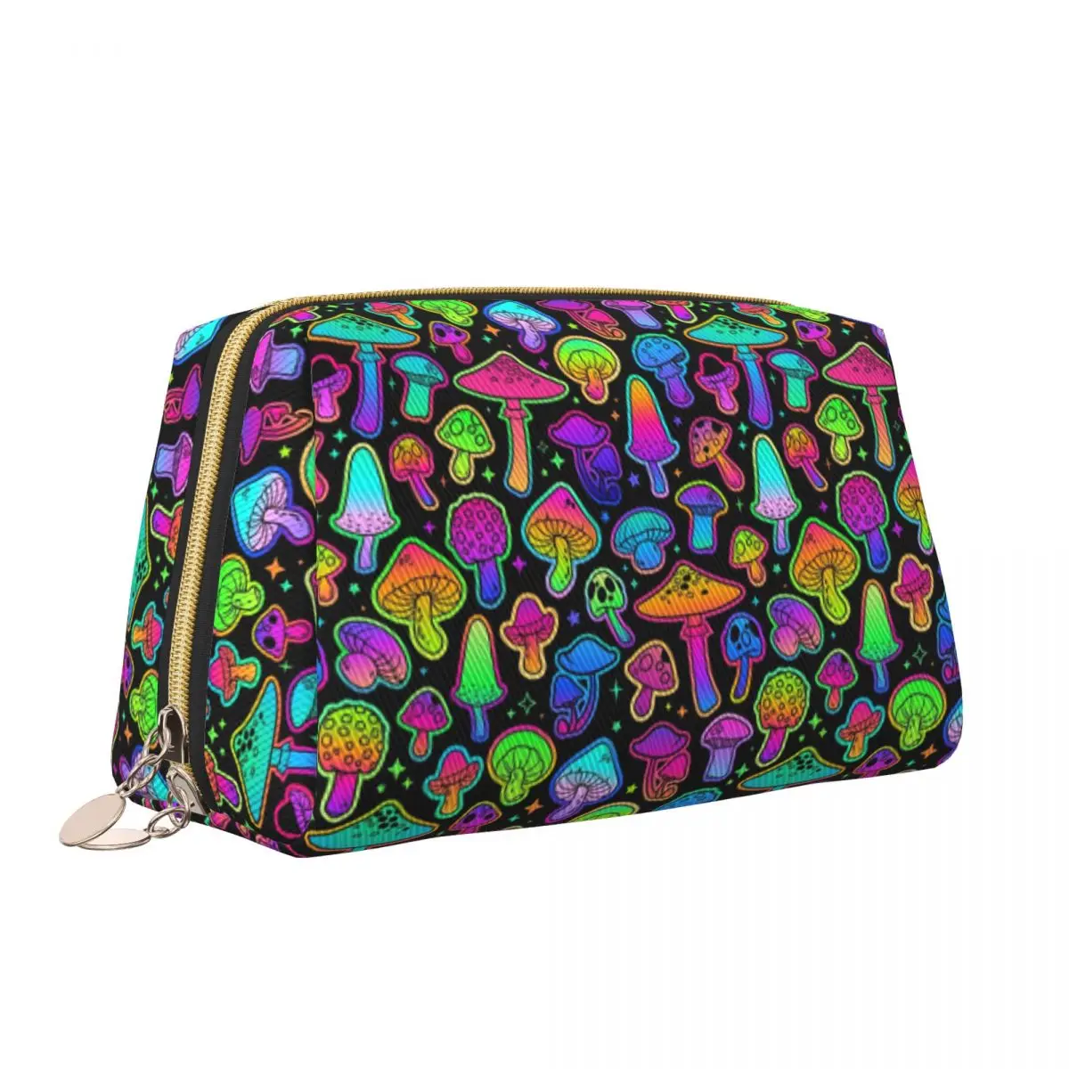 Travel Psychedelic Magic Rainbow Mushrooms Toiletry Bag Cute Makeup Cosmetic Organizer for Women Beauty Storage Dopp Kit Case