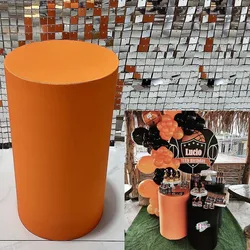 Orange Pedestal Cylinder Covers for Boy Birthday Parties Basketball Sports Theme Tablecloth Decor