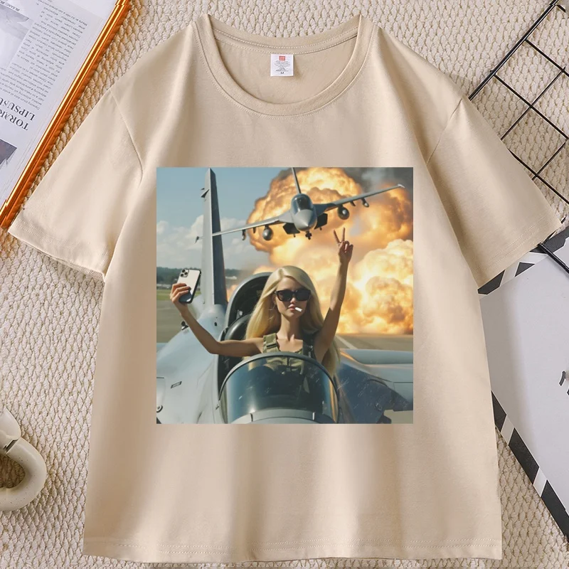 

Funny Fighter Pilot Cat T-Shirt for Men Women Vintage Cat Wars T Shirt Joke Man Cotton Short Sleeve Tshirt High Quality Clothes