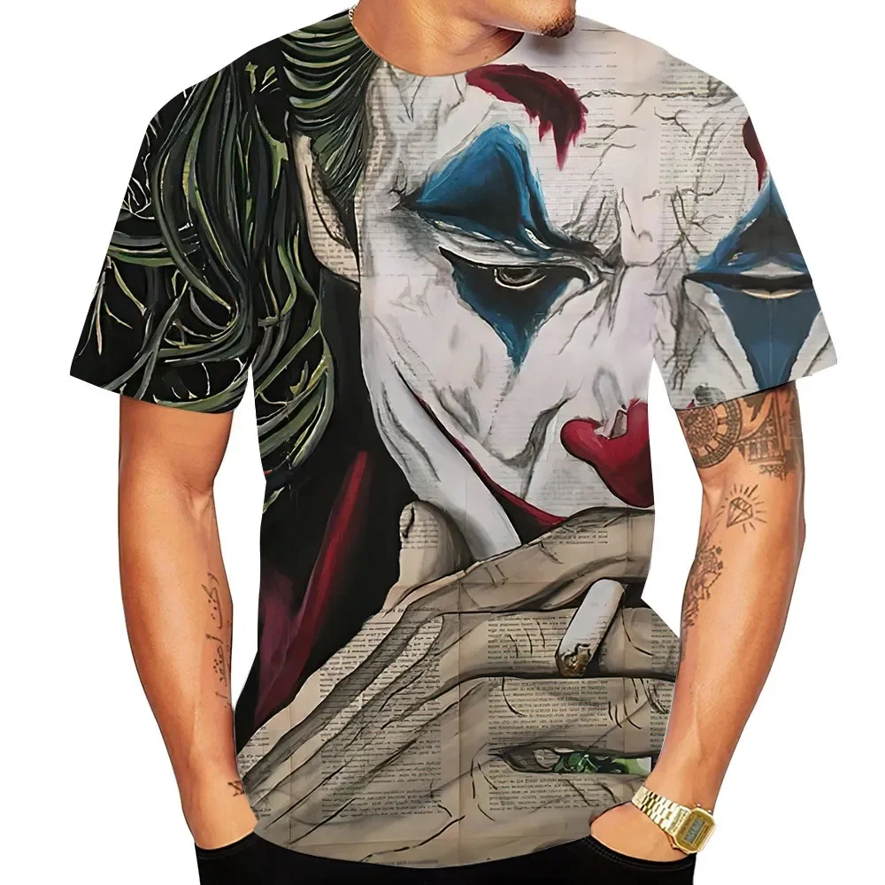 

Весенне-летняя черная футболка с принтом Джокера Хита Леджера и персонализированным рисунком, модная повседневная спортивная одежда для мужчин и женщин