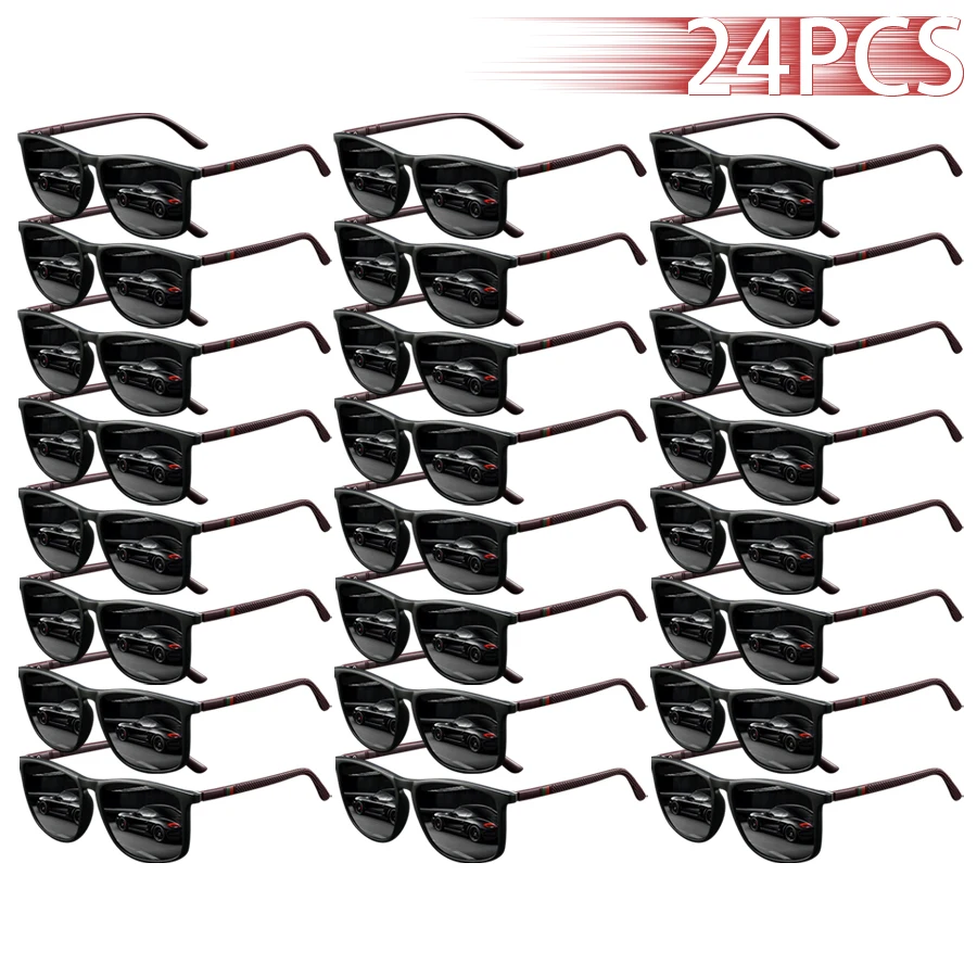 

24PCS Fashion Classic Square UV400 Sunglasses Men Women Driving Colorful Trendy Lightweight Outdoor Goggles