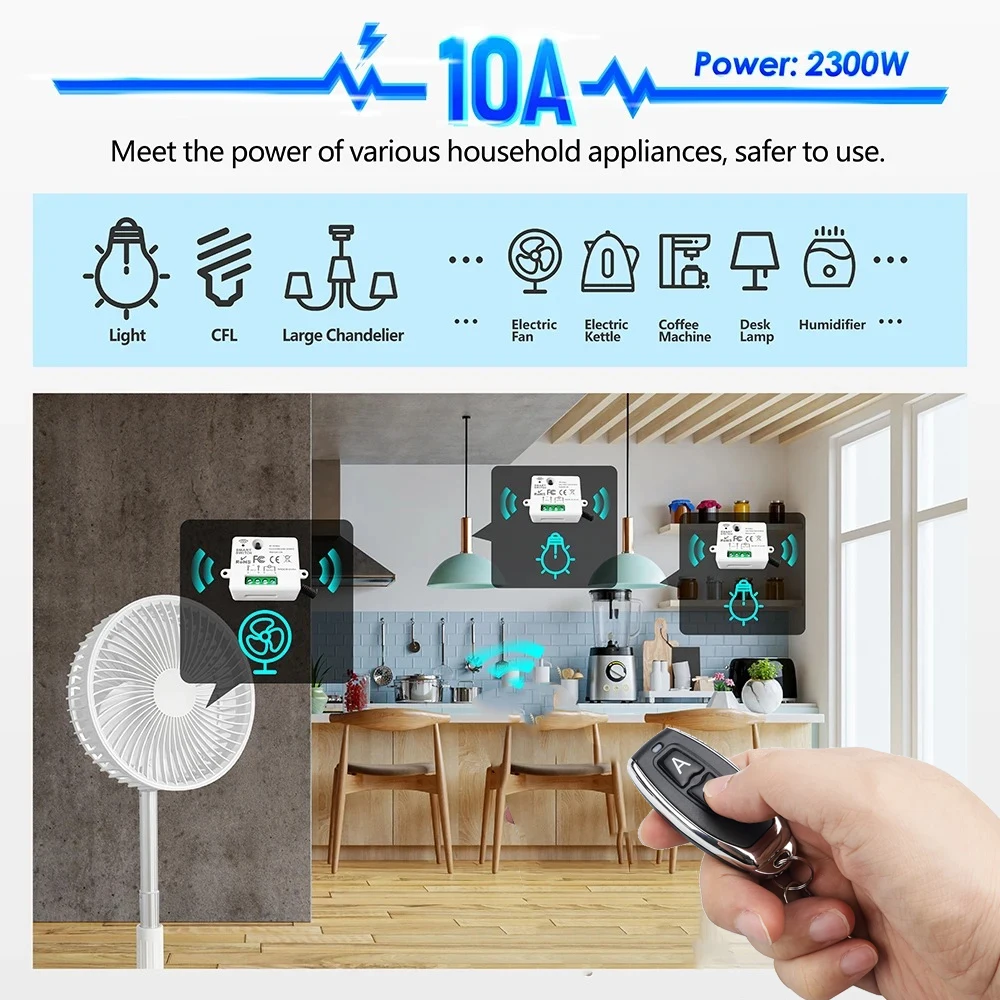 

Tuya WiFi RF 433 МГц умный выключатель света переключатель двигателя переменного тока 110 В 220 В 230 В 10 А поддержка Alexa Google Home, для лампы гаражных ворот