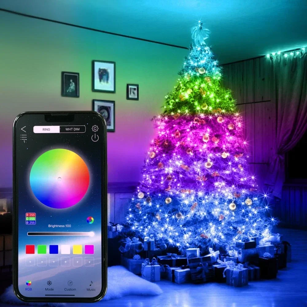 30M 20M 10M LED Christmas Lights Fairy String Light Smart Bluetooth Addressable Curtain Lights Garland Festoon Xmas Party Decor