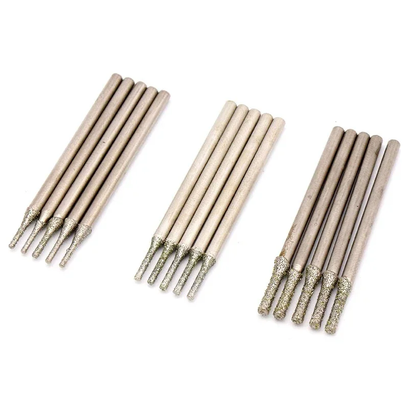 10 pezzi all'ingrosso 0.4-3mm punta da trapano con punta diamantata 2.35mm gambo per gioielli in piastrelle punta da trapano in vetro s un ago