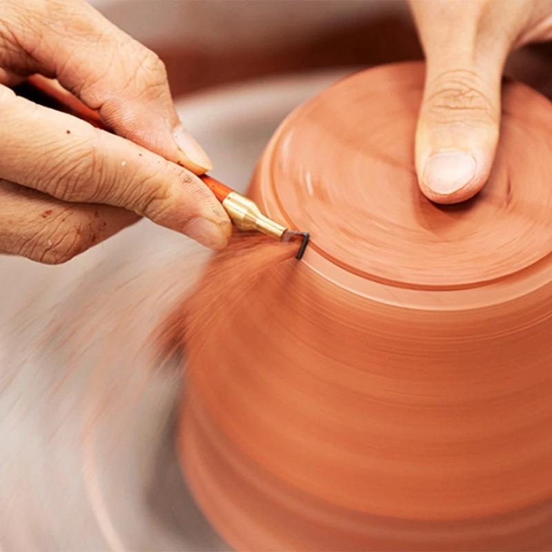 Wolfraam Staal Dubbele Kop Trimmen Schraper Houten Handvat Sculptuur Trimmen Keramische Textuur Snijwerk Aardewerk Gereedschap