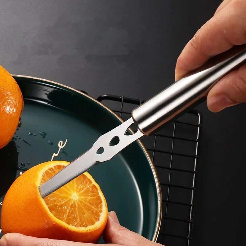 Stainless Steel Orange Peeler Stripper with Long Handle Fruits Grapefruit Cutter Double-sided Blade Knife Kitchen Utensils