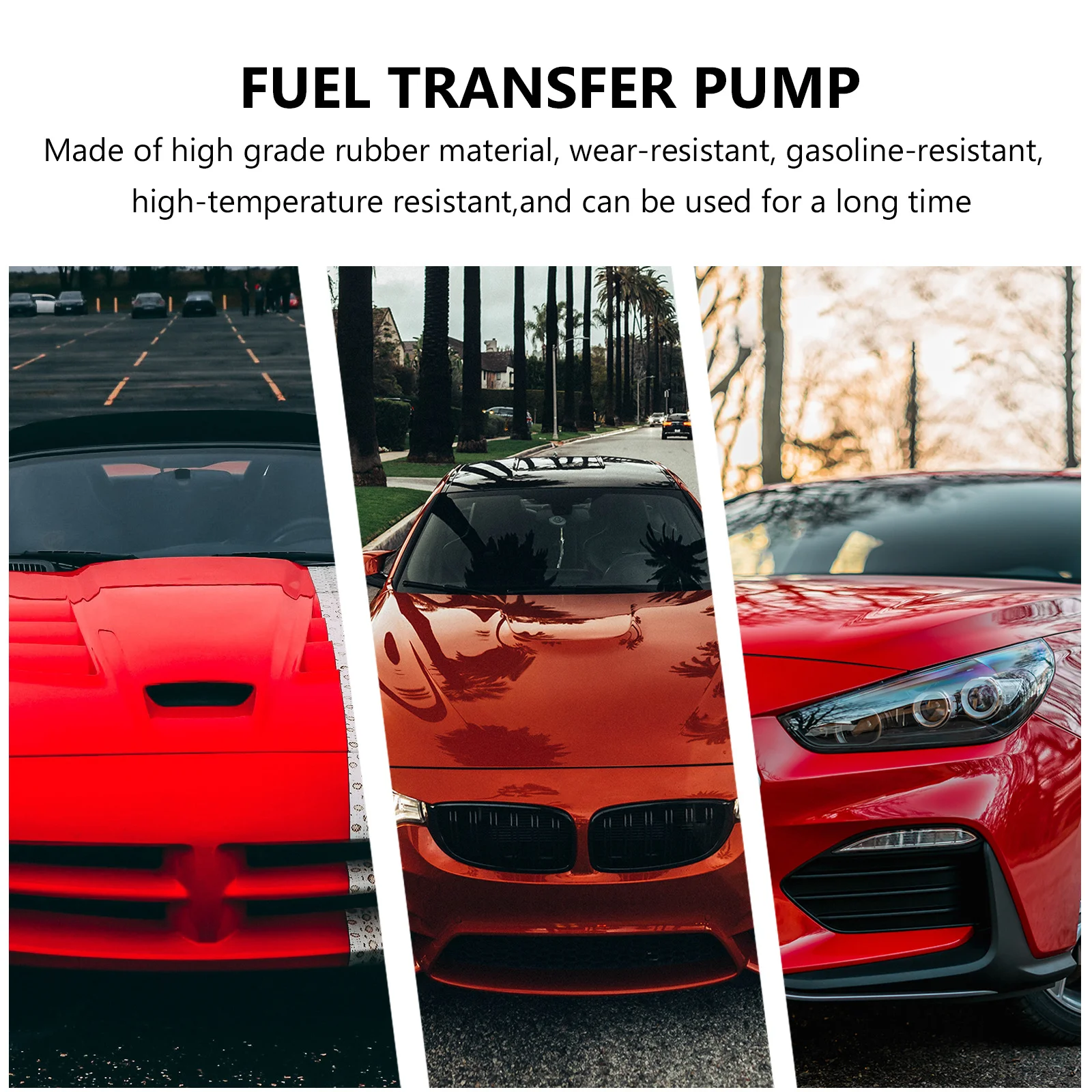 

Fuel Transfer Pump Siphon Hose Rubber Durable Non-Backflow Inlet Outlet Valve for Car Lawn Mower Fish Tank Manual Pump