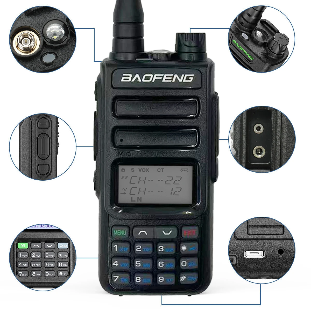 Baofeng TH-15S TH 15S Ham Handheld Radio 5w Uhf Vhf Two Way Radio Lange afstand Handheld Dual Band Walkie Talkie