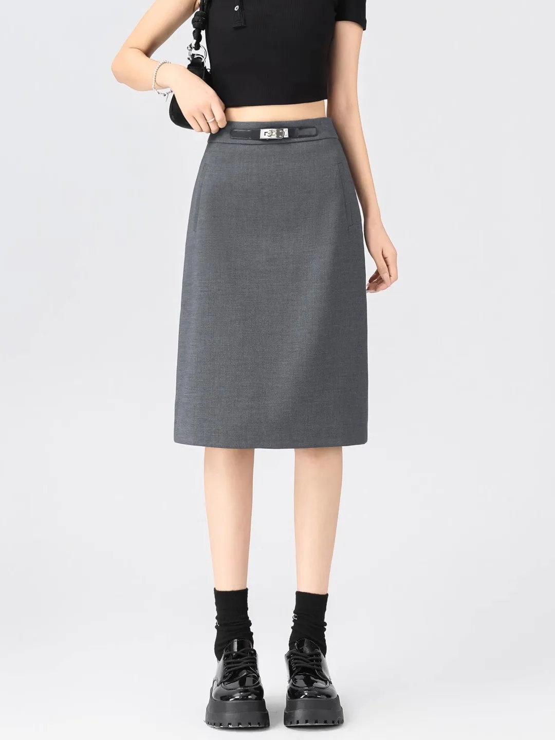 

Женская юбка-трапеция с высокой талией, утягивающая, средней длины, с запахом, для делового стиля, приятная к телу, дышащая