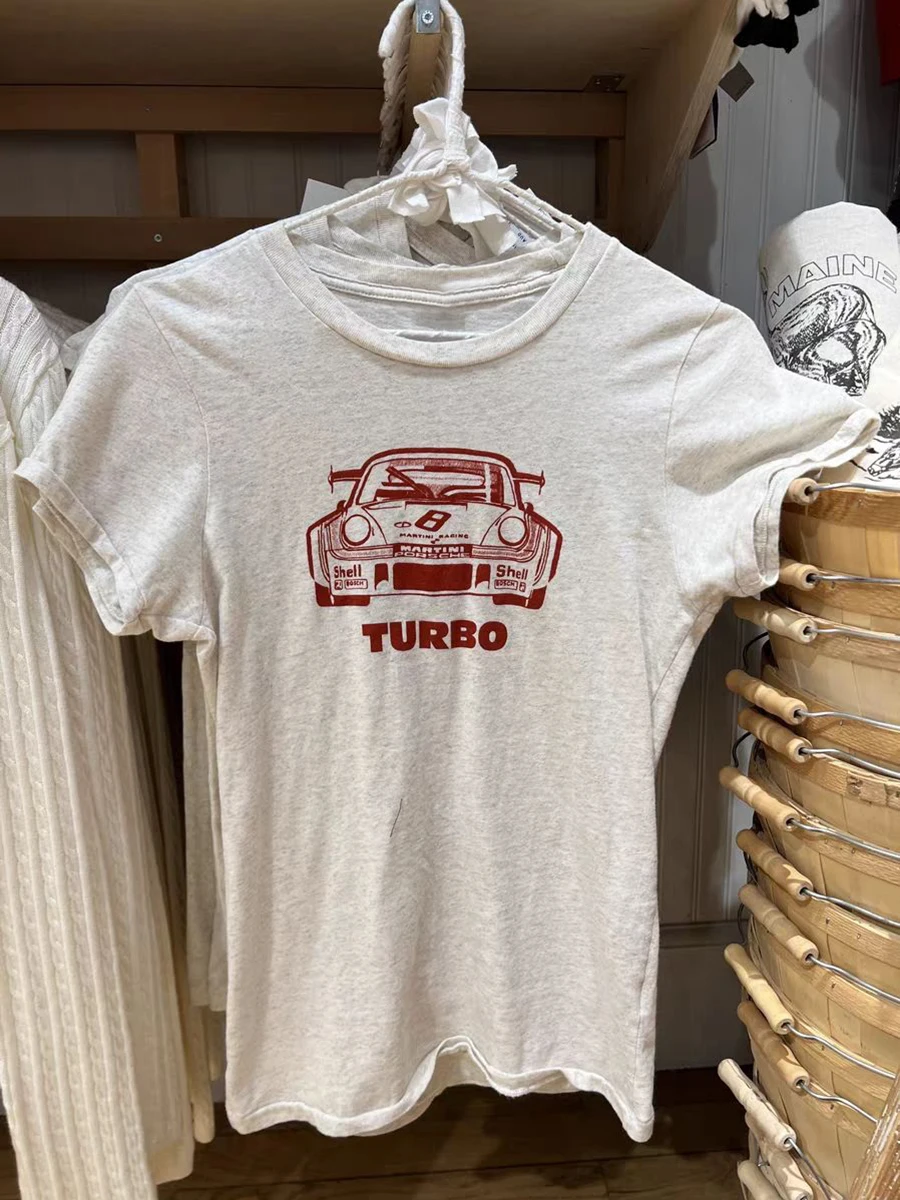 

Cartoon Car Graphic Print T-shirt Women Summer Crew Neck Cotton Short Sleeve Tee Shirts Streetwear Fashion Casual Tops T-shirts