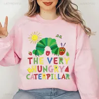 The Very Hungry Caterpillar Sweatshirt Cute Fnny Hungry Caterpillar Bookish Pullovers Man Women Retro Trend Cool Street Hoodies - Image 4