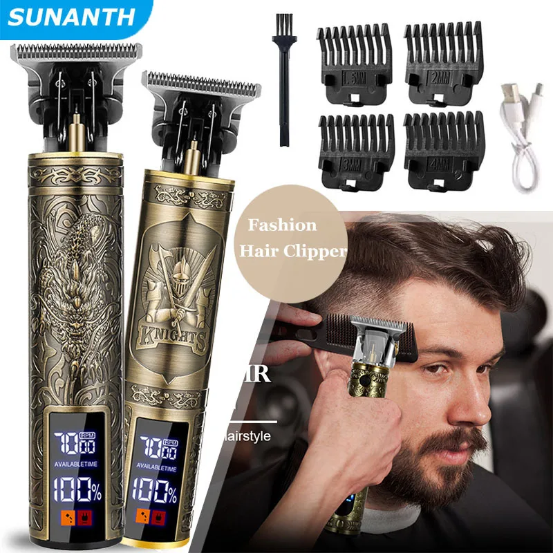 Professional Hair Clippers for Men - Cordless Rechargeable Zero Gapped T-Blade Trimmer Electric Beard Edgers Haircut Tool