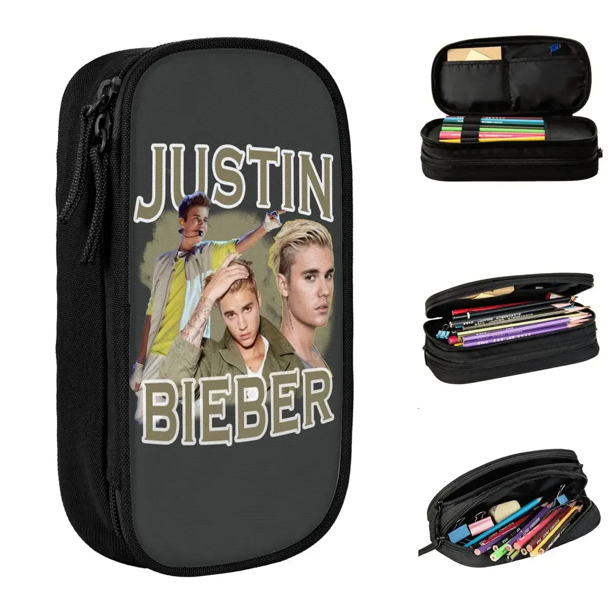 

Creative Justined Biebered Pencil Cases Pencilcases Pen Box for Student Big Capacity Bag School Supplies Gifts Stationery
