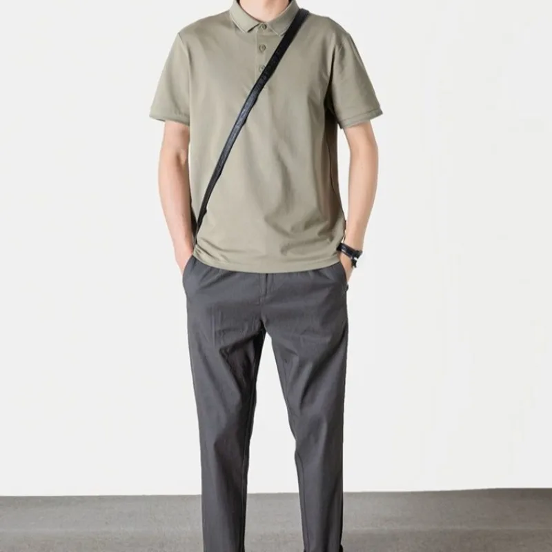 

Summer Men's Short Sleeve Polo Shirt Set Japanese Ins Style Casual Stylish Outfit Complete Pack