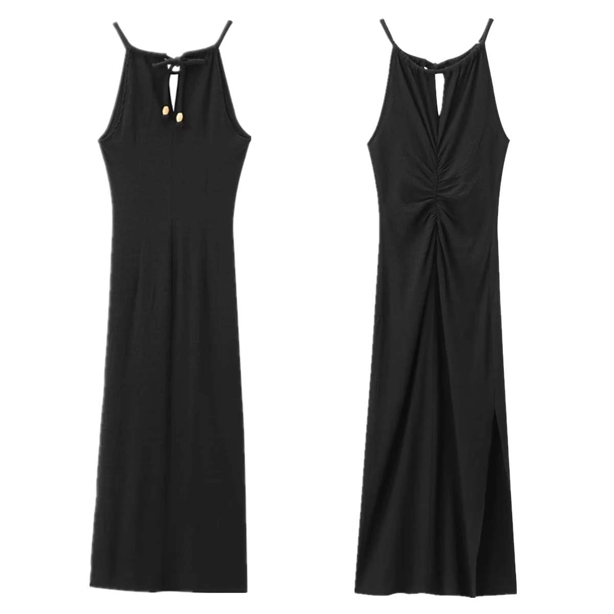 

Dave&Di French Minimalist Black Sleeveless Dress Women Midi Dress Fashion Elegant Casual Party Dress