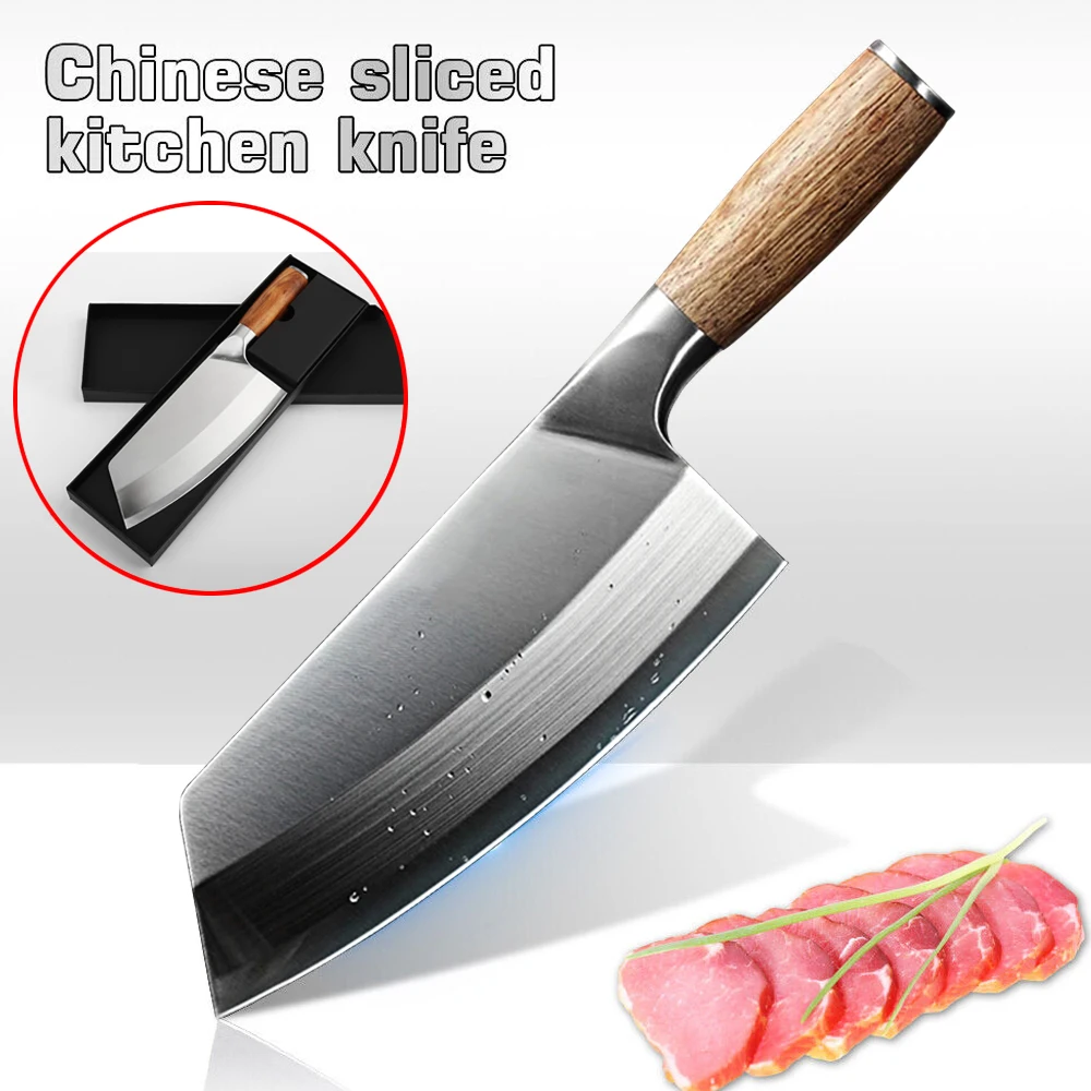 Chinese Sliced Kitchen Knife Sharp Stainless Steel Cleaver Slicing Chef Knives Fish Meat Vegetables Cooking Tools with Gift Box