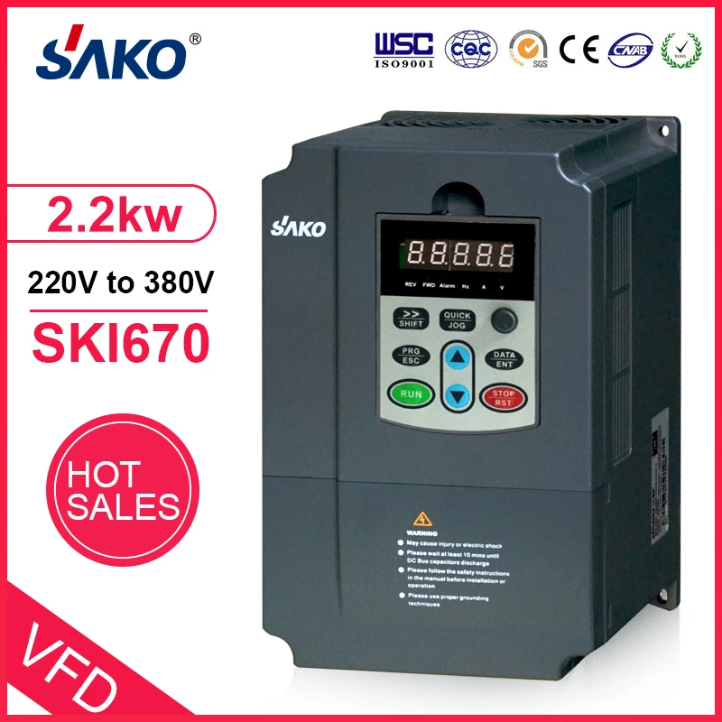 SAKO SKI670 2.2KW 3HP VFD 220VAC INPUT 380VAC OUTPUT Variable Frequency Inverter