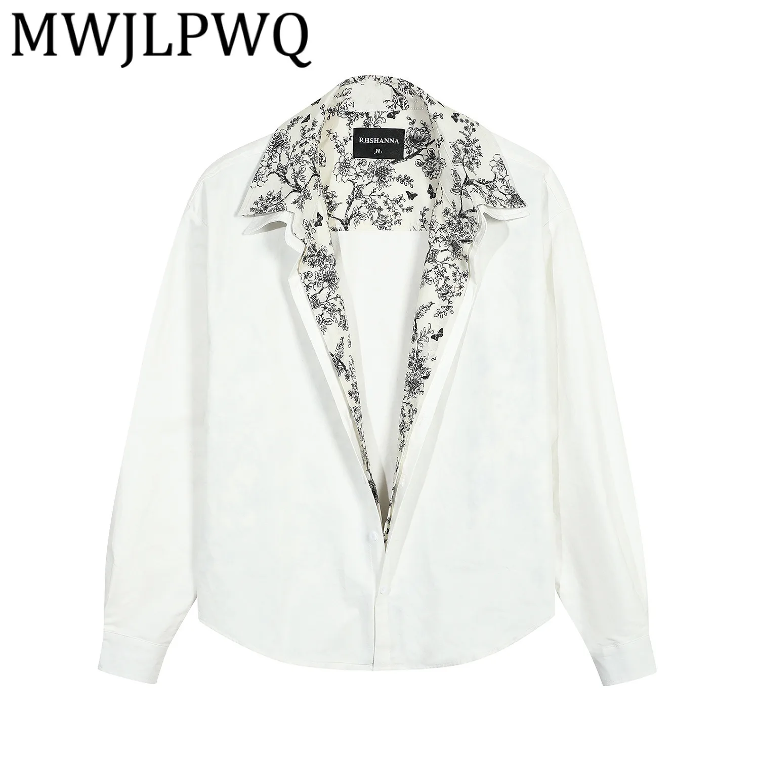 

MWJLPWQ Мужская уличная рубашка из двух предметов с цветочным принтом в стиле пэчворк, нишевая рубашка с длинными рукавами, модные топы, весна-осень 2023, 21397