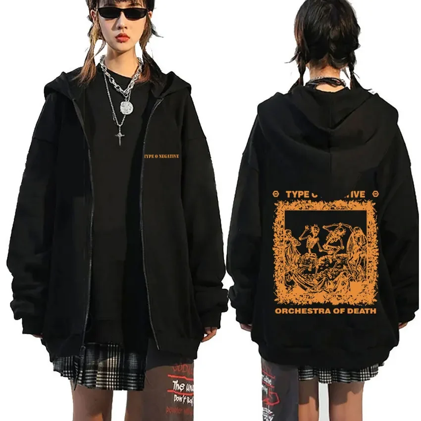 Rockband Typ o negativ in der Dämmerung ausgesetzt wesentliche Reiß verschluss Hoodie Jacke Männer Frauen lässig Vintage Reiß verschluss männliche