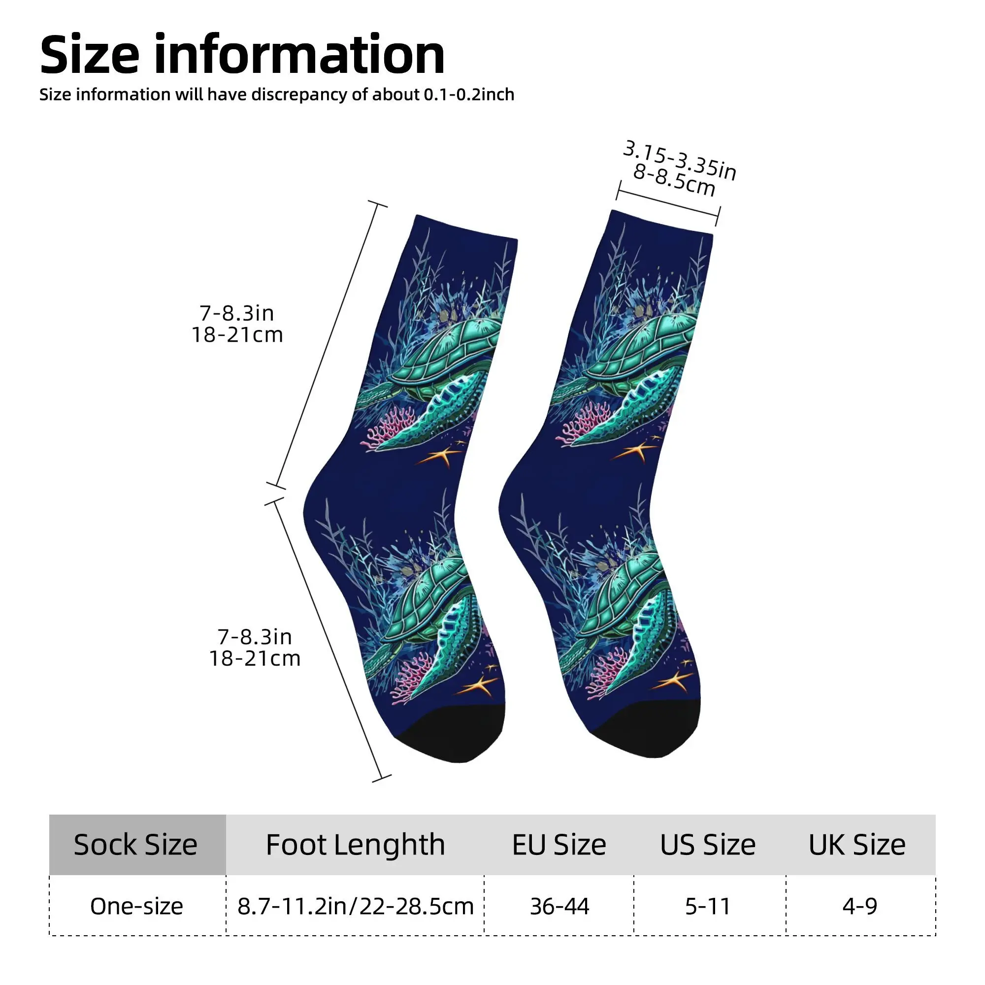 1pc Sea Turtle Watercolor Style Printed Men's Socks  Novelty Hip Hop Harajuku Pattern Crew Sock Casual Gift