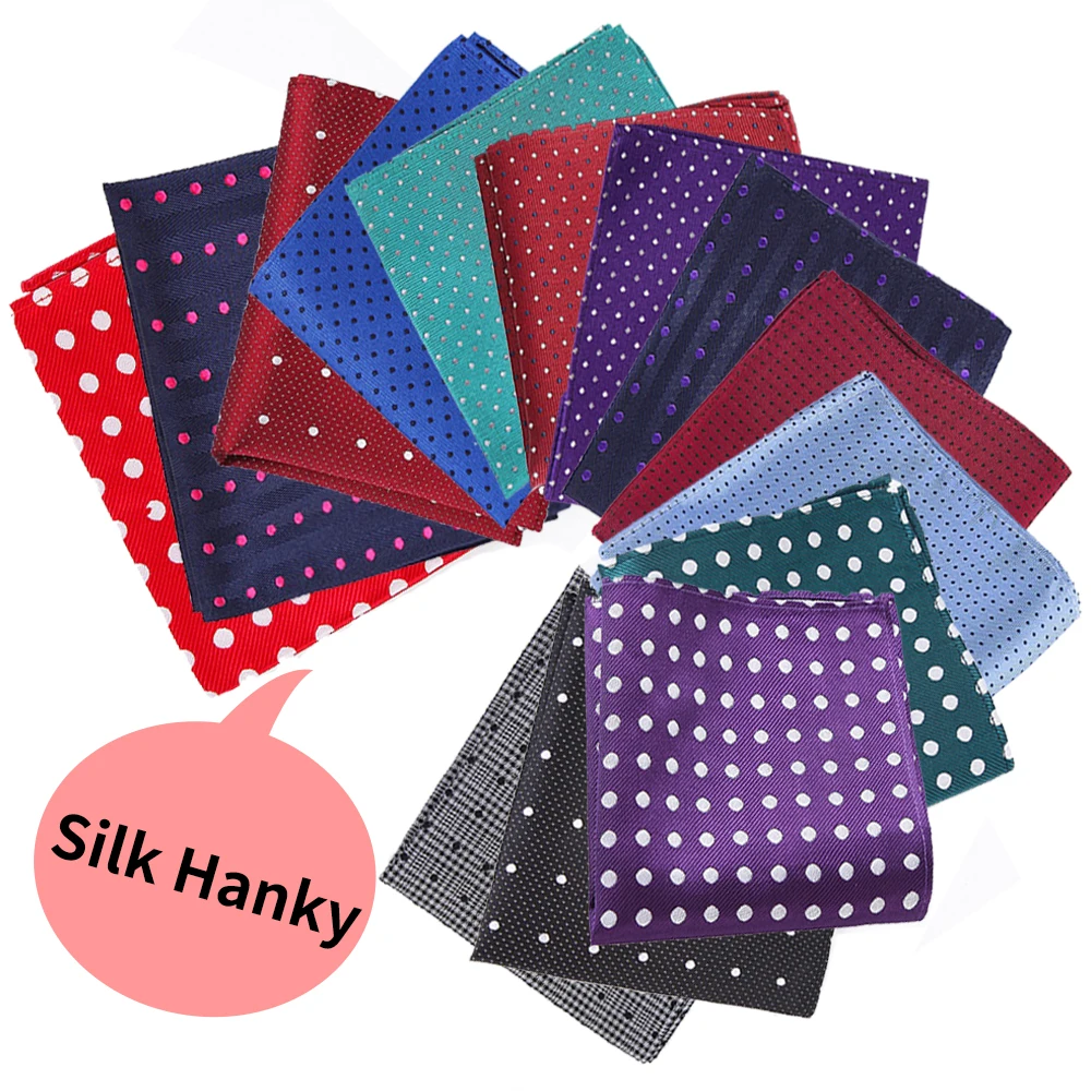 Tailor Smith Men's 100% Silk Dot Pocket Square Handkerchief for Business Suit Wedding Elegant Hanky
