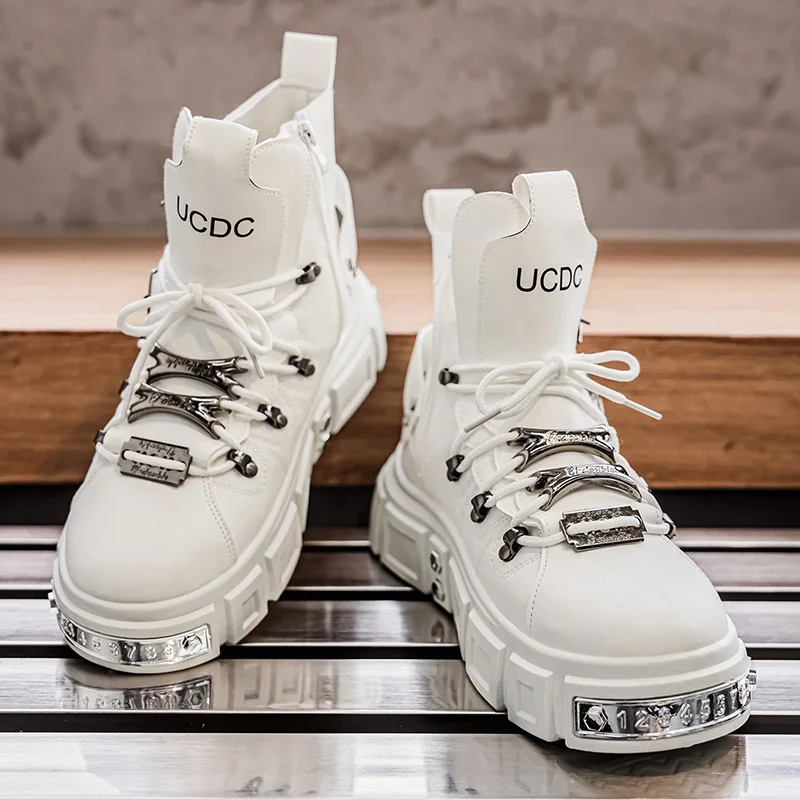 Fashion Platform High-top Mens Shoes Trend Leather Comfortable Sports Shoes for Men High Quality Sneakers for Men Zapatos Hombre