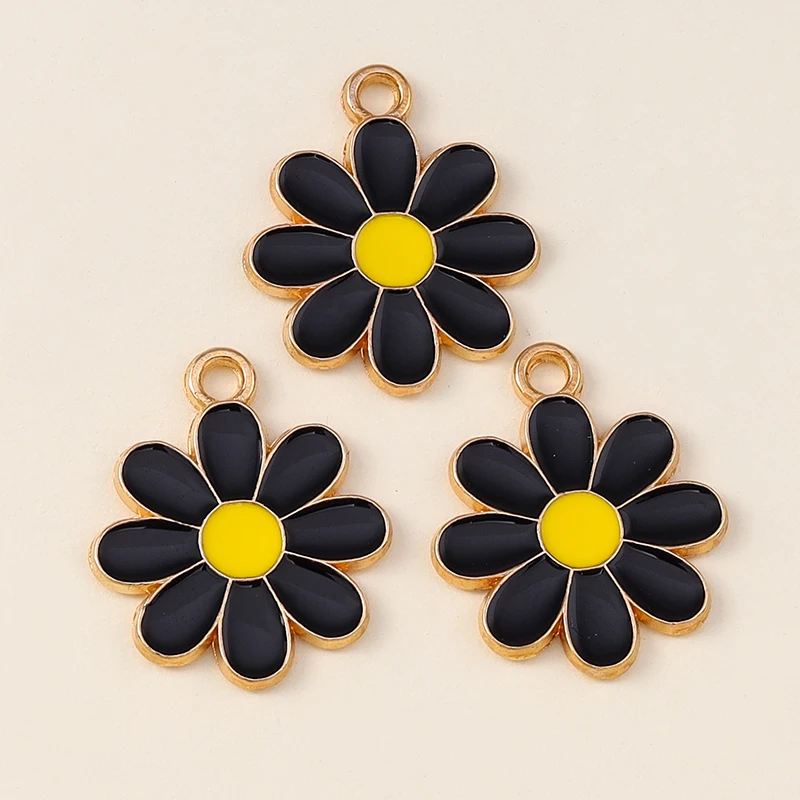 20 Stück niedliche bunte Emaille-Blumenanhänger für die Schmuckherstellung, Tropfenohrringe, Halsketten, Armbänder, DIY-Bastelzubehör ﻿ – Detail 7