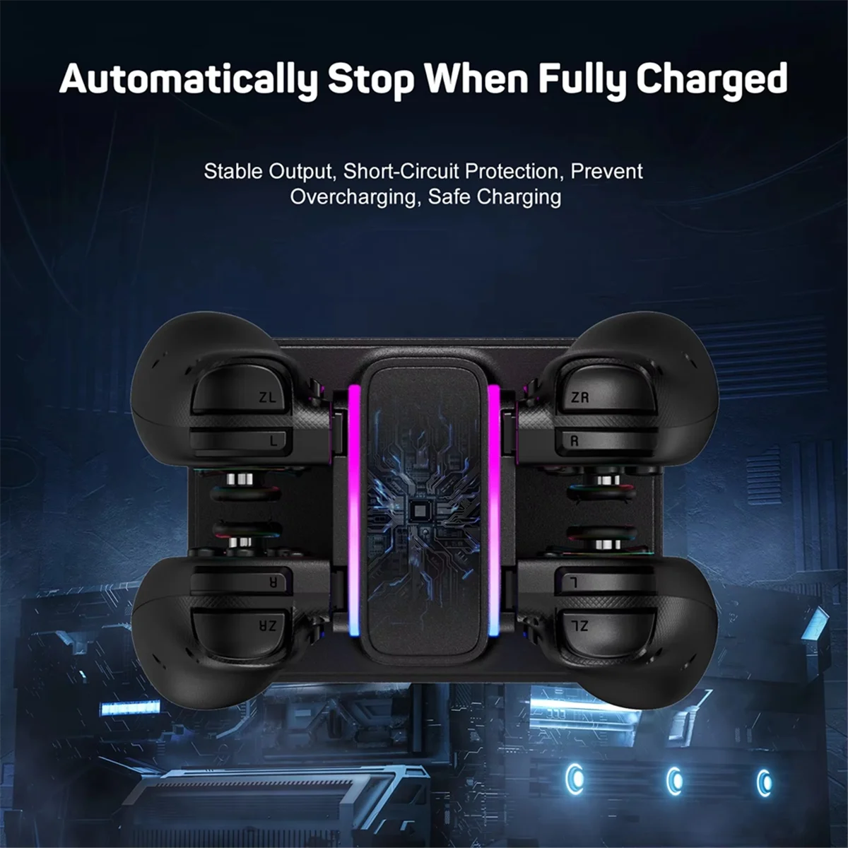 

AB01 4 In1 Charging Dock with Colorful LED Charging Status Indicator for Switch Joycon Controller Prevent Overcharging