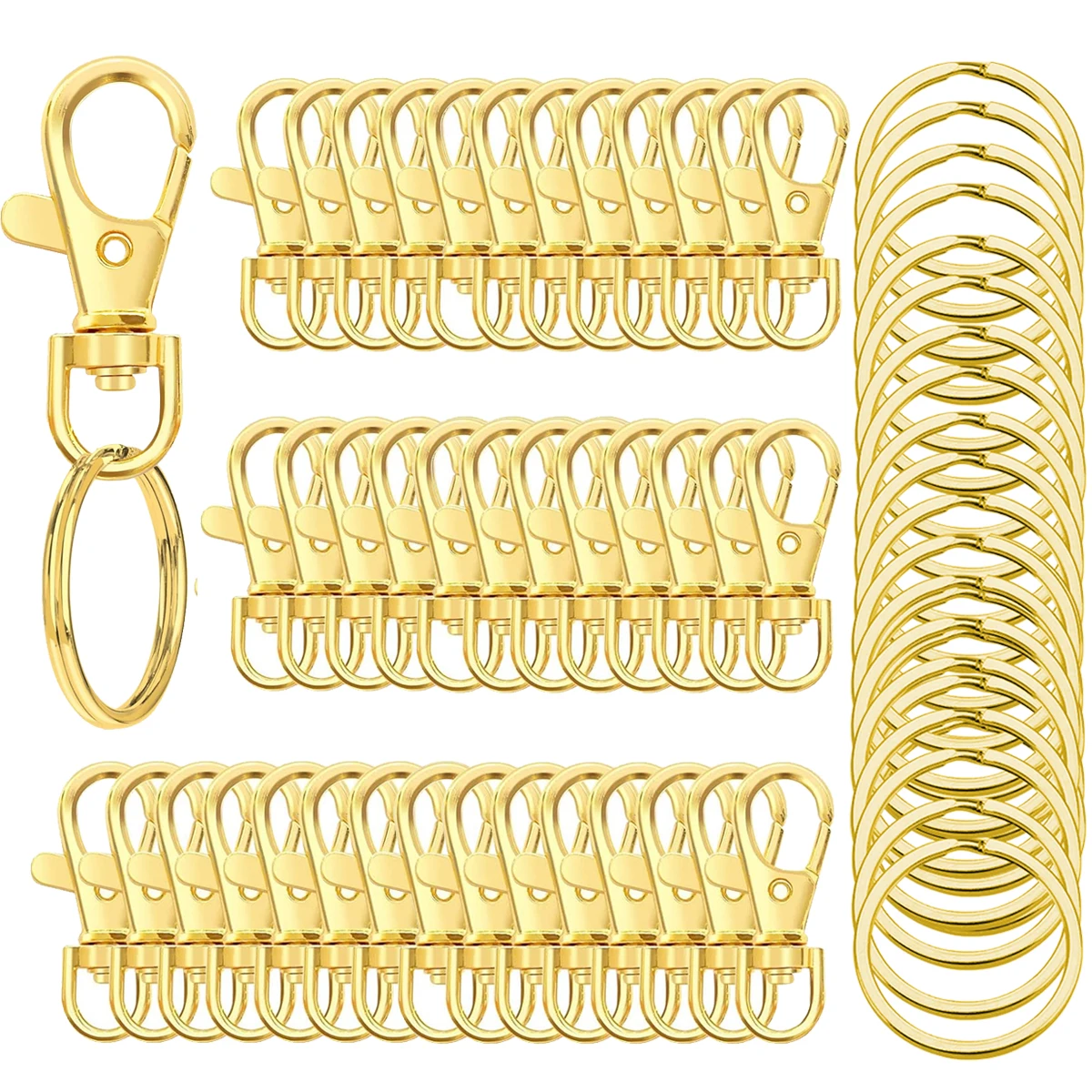 40 Stück Drehkarabiner mit flachem Schlüsselring, 20 Stück Schlüsselringe, 20 Stück Schlüsselring-Dekorationen, handgefertigt, 32 mm / 1,25 Zoll