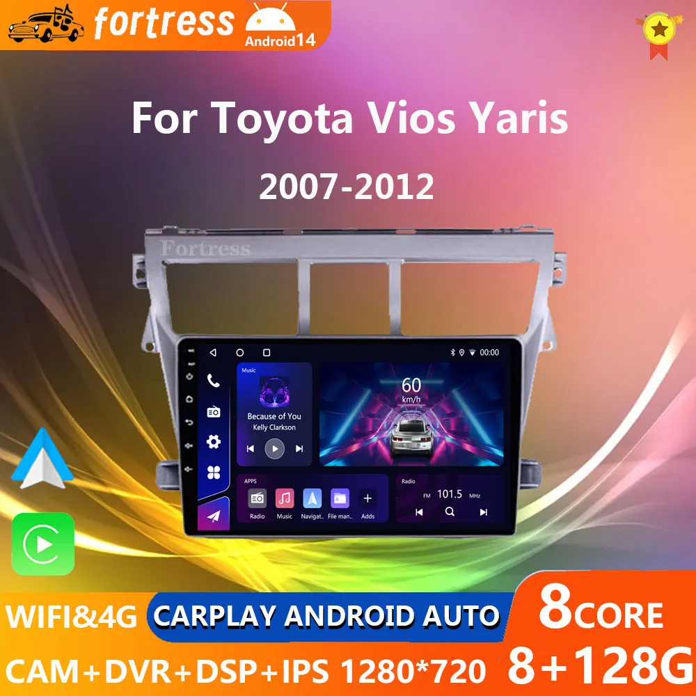 

Android Auto Wireless CarPlay For Toyota Vios Yaris 2007 - 2012 Car Radio 2 Din BT Navigation GPS Multimedia Player Stereo