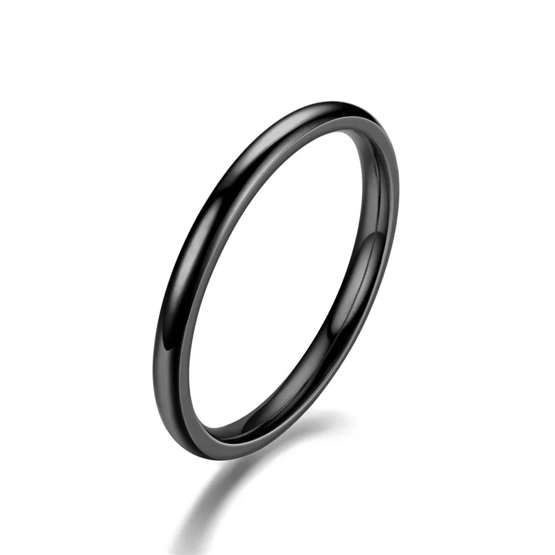 Hot selling stainless steel 2mm ring, simple and fashionable couple thin ring, 18K gold and rose gold, silver, black